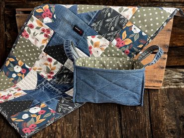 Made from old jeans and designer fabrics