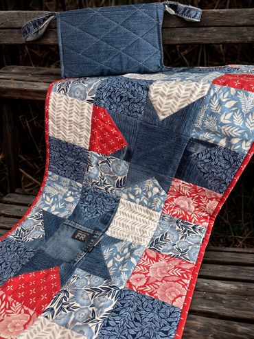 Made from old jeans and designer fabrics