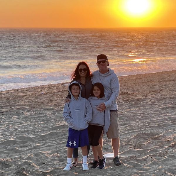Engy with her husband and two children in Malibu, CA