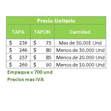 precio tapa 60 mm 50 mm