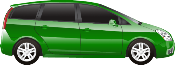 Green station wagon with silver accents and tinted windows.