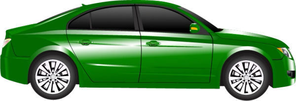 Sleek green sedan with tinted windows and stylish alloy wheels.