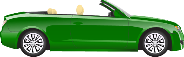 Green convertible car with beige interior and silver wheels.