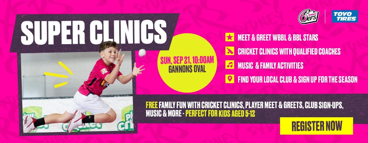 Super Clinics cricket event for kids aged 5-12 on Sep 21 at Gannons Oval.
