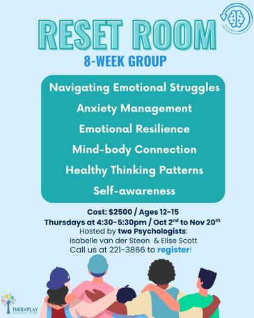 8-week Reset Room group for ages 12-15 focusing on emotional health and resilience.