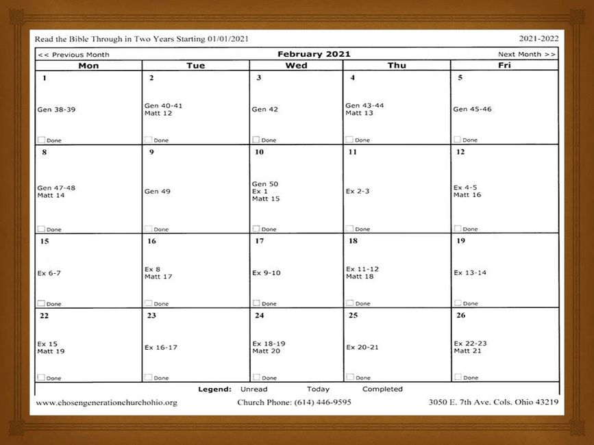 Calendar | Living Water Bible Fellowship