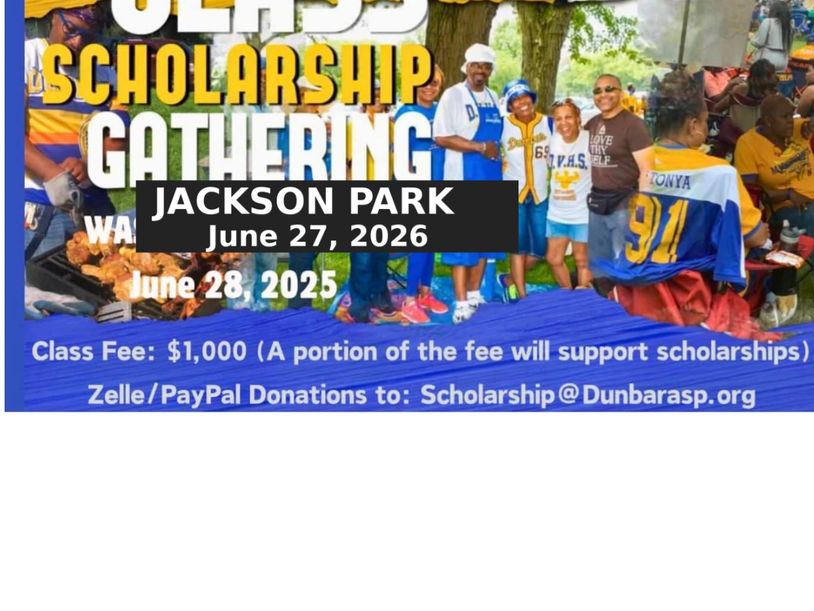 Community barbecue event for class scholarship gathering at Jackson Park.