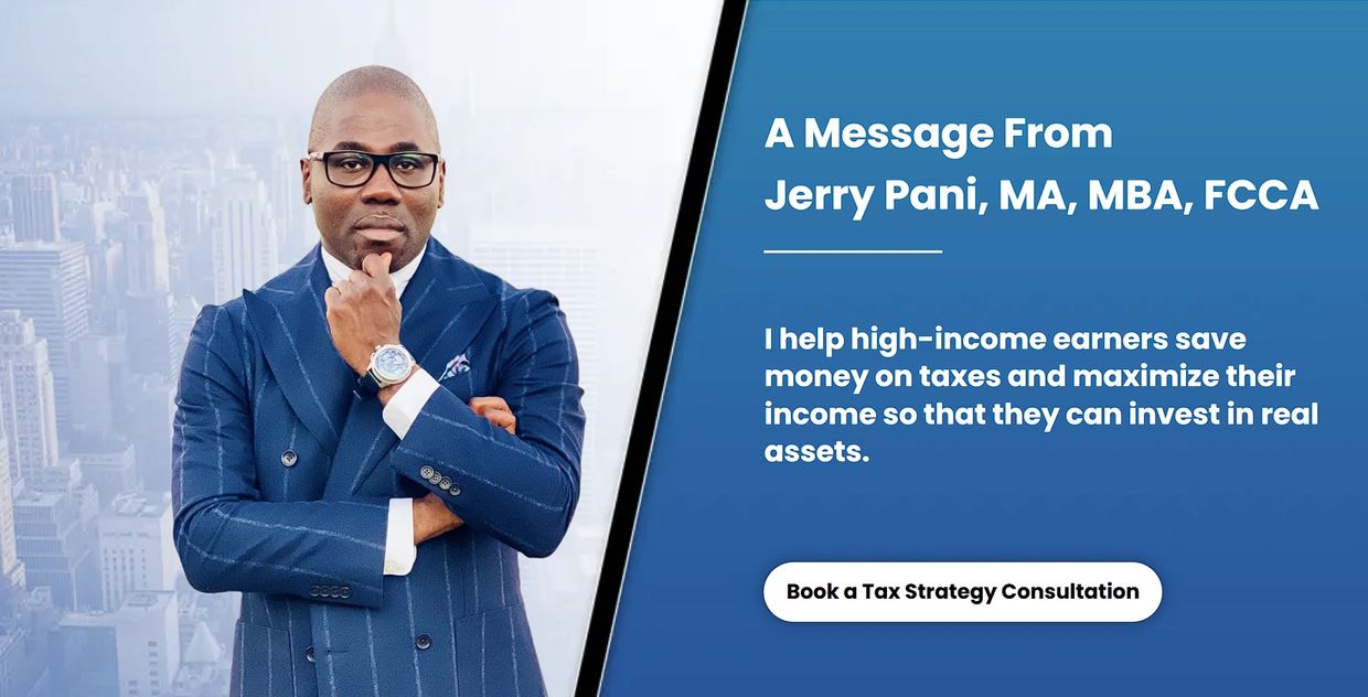 A photo of Jerry Pani, MA, MBA, FCCA, who is a Tax Strategist, Tax Consultant, and Tax Accountant