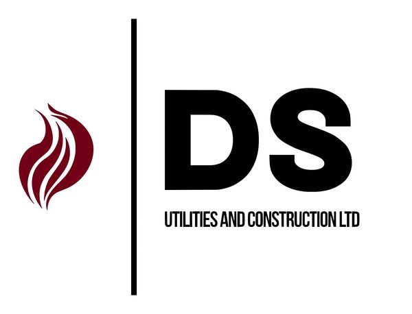 Logo of DS Utilities and Construction Ltd with a flame symbol.