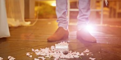 The breaking of glass is a Jewish tradition in which the groom will step on a glass placed on the fl