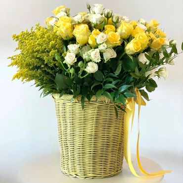 yellow flower basket