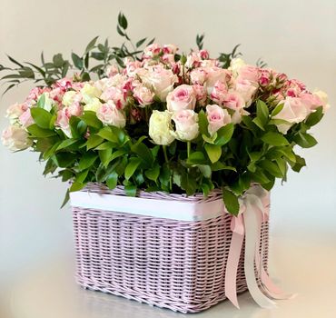baby pink flower basket