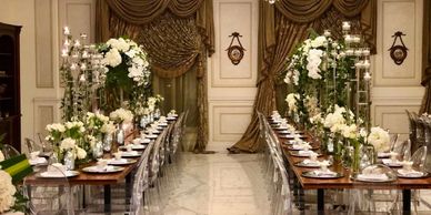 wedding dinner setup by our event planners
