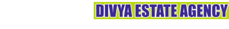 Logo of Divya Estate Agency in bold blue and yellow colors.