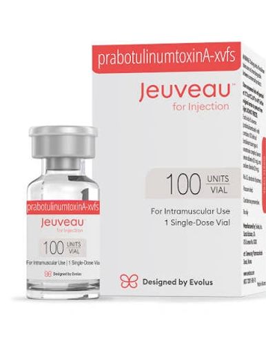 Jeuveau injection vial and packaging.