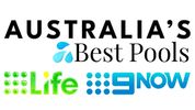 Logos of Australia's Best Pools, Life, and 9Now.