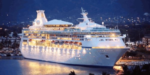 Royal Caribbean's Vision of the Seas at night