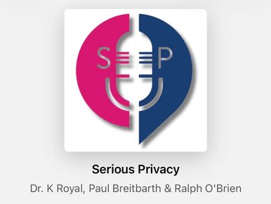 Podcast logo with microphone and privacy theme.