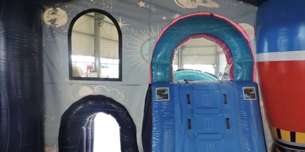 Space Theme Rocket Ship Bounce House  & Slide Combo available for rent in LA & Surrounding Areas.