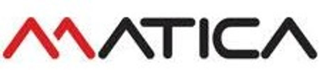 Logo featuring stylized red and black text spelling 'MATICA'.