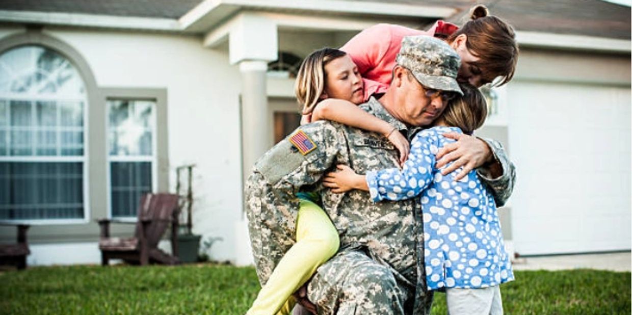 Soldier with PTSD coming home to his family after being away in the war. 