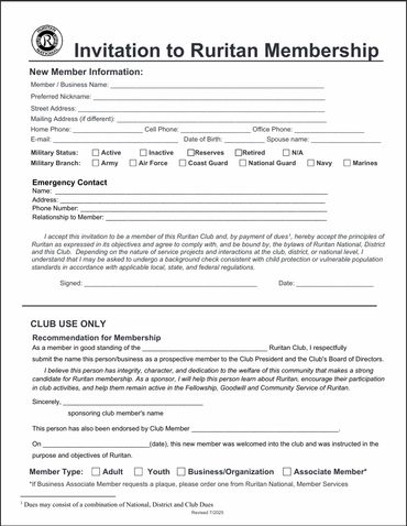 Ruritan Membership Application