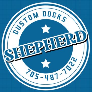 Logo for Shepherd Custom Docks with contact number.