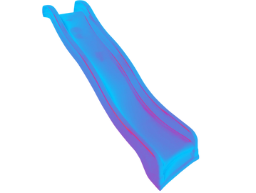 A blue plastic playground slide.