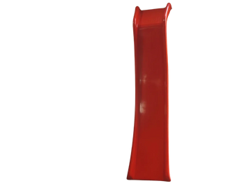 Bright red children's playground slide with smooth surface.