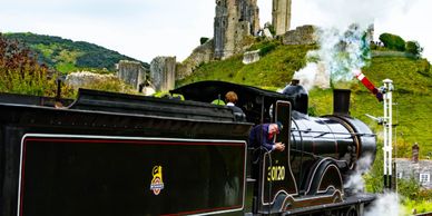 Photo of a locomotive at a heritage railway 