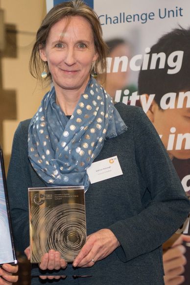 Kathryn Ayscough collecting an Athena SWAN award 