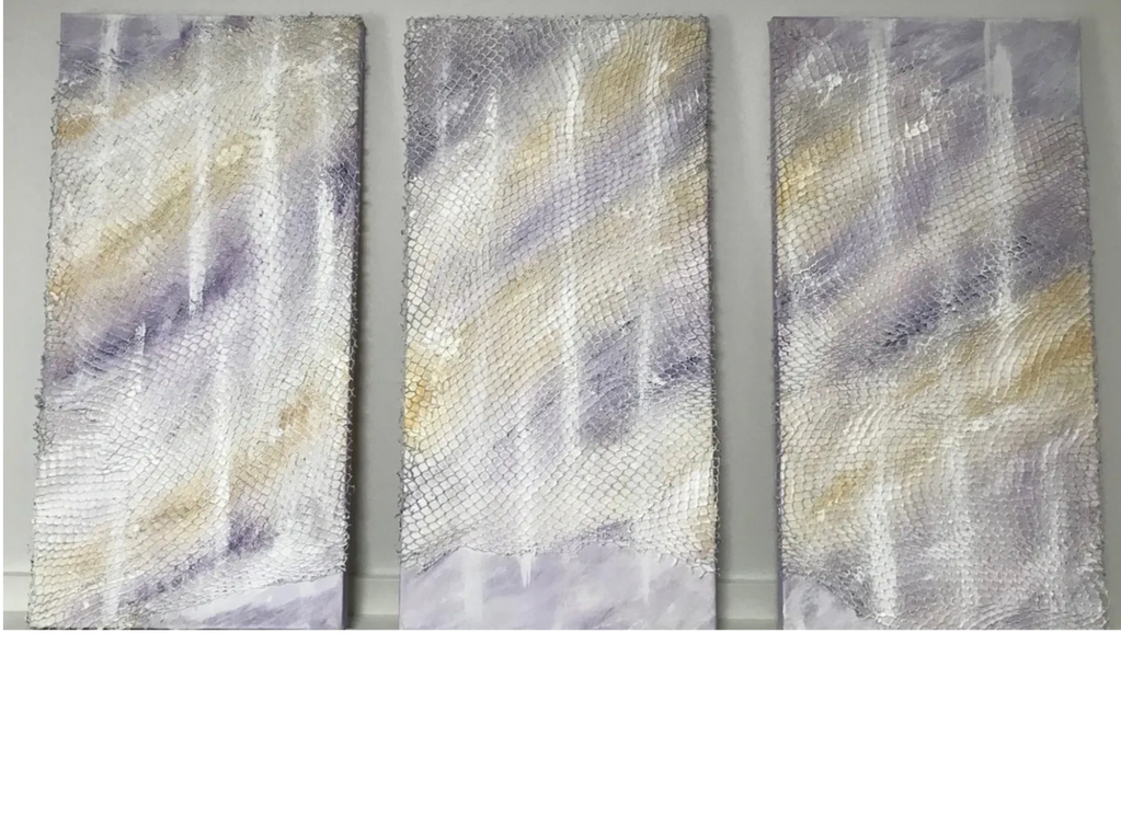 Abstracts, purple, white, yellow