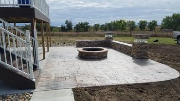 fire ring, patio, retaining wall