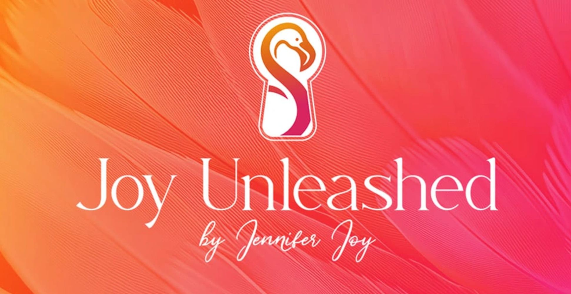 Logo of Joy Unleashed by Jennifer Joy on a vibrant orange-pink background.