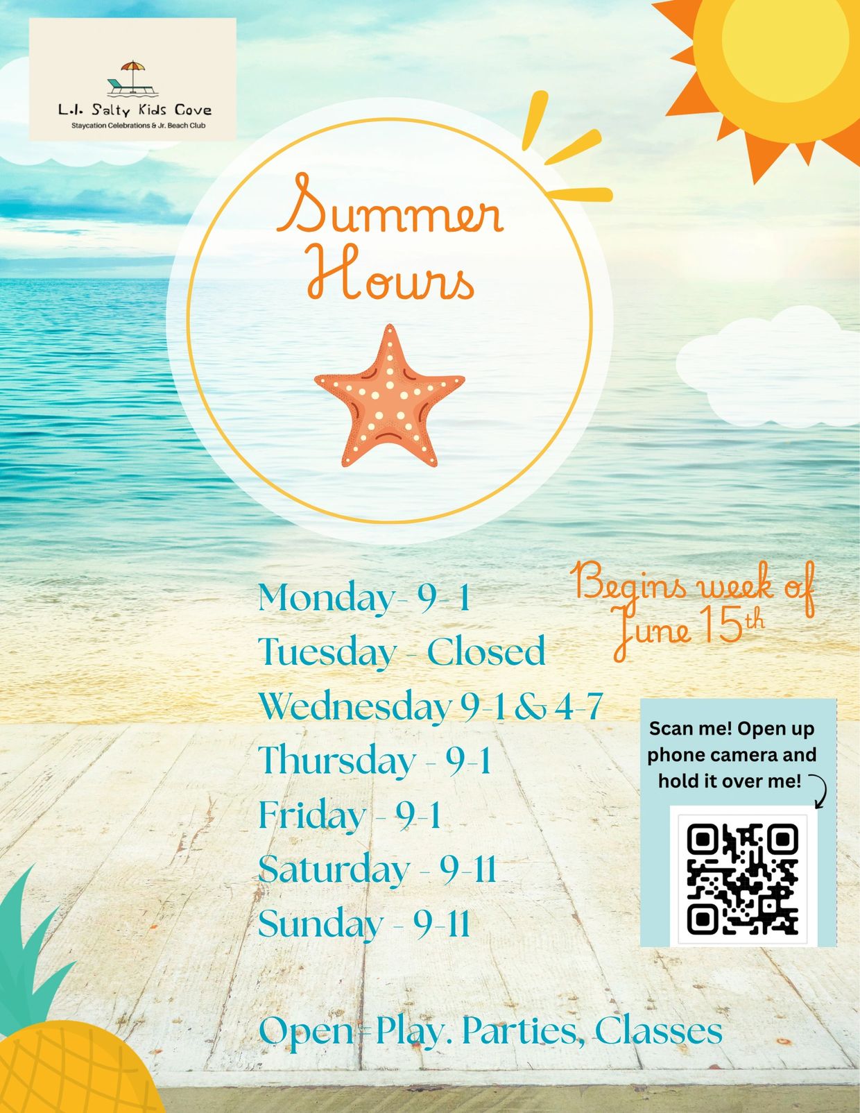 New schedule beginning Monday June 15th.  