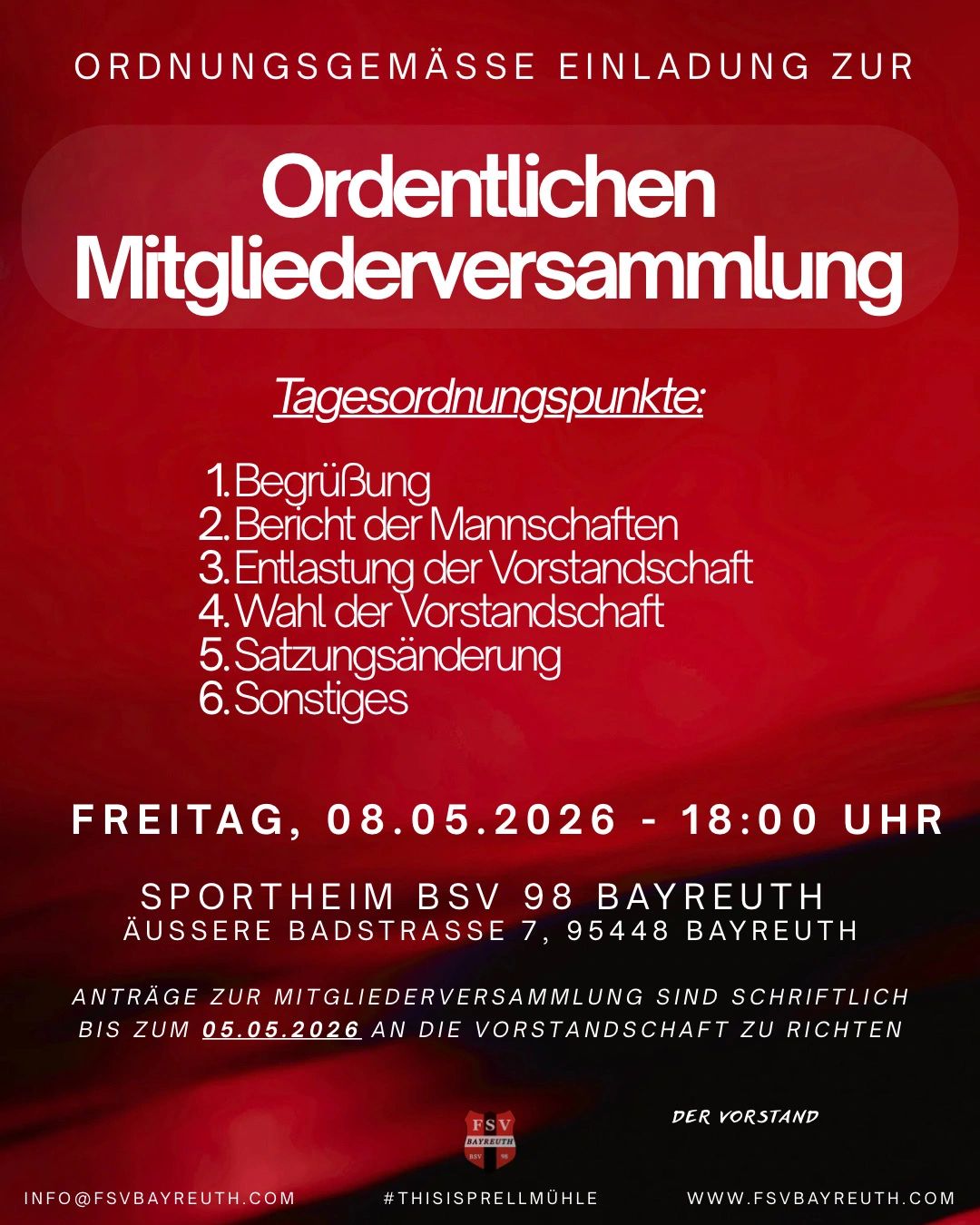 Einladung zur ordentlichen Mitgliederversammlung 