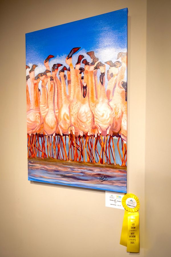 Painting of a Group of Flamingos