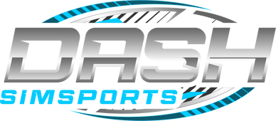 Logo of Dash Sim Sports with a dynamic tire track design.