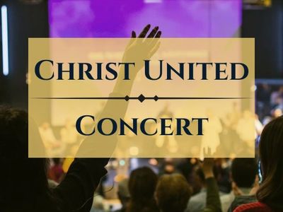People raising hands at a Christ United Concert event.