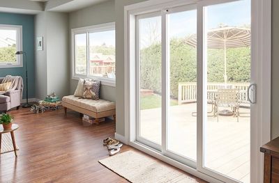 Sliding door repair in Valencia, CA – modern vinyl patio door with clean track and smooth operation.