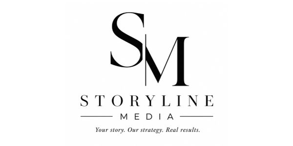 Logo for Storyline Media with bold initials and tagline.