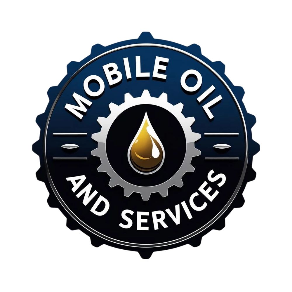 Logo of Mobile Oil and Services with a gear and oil drop design.