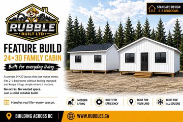 Modern 24x30 family cabin with 2-3 bedrooms, designed for everyday living.