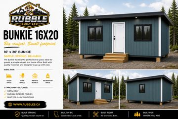 Compact 16x20 Bunkie by Rubble Built Ltd, perfect for extra space with quality design.