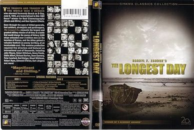 DVD cover of "The Longest Day," depicting D-Day and WWII heroes.