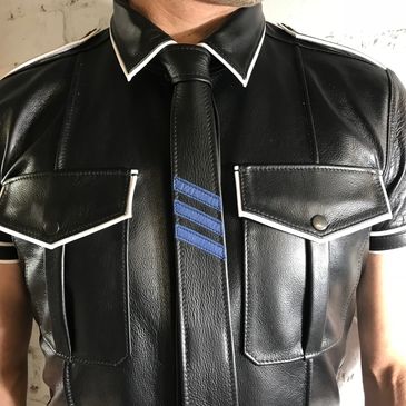 Leather Police Shirt and Neck Tie by Nikki Goldspink Punkuture Sydney