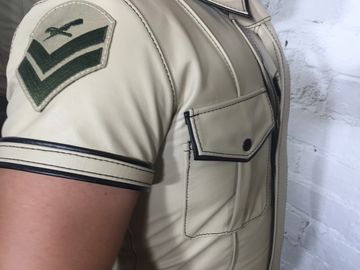 Leather Custom Army Shirt by Nikki Goldspink Punkuture  Sydney