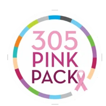 Logo for 305 Pink Pack with a pink ribbon symbol.