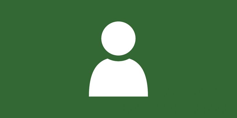 Simple white user icon on green background.