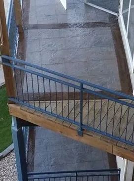 Condominium Concrete Deck Flooring at Lake of the Ozarks Stamped Concrete Resurfaced Stone Deck.